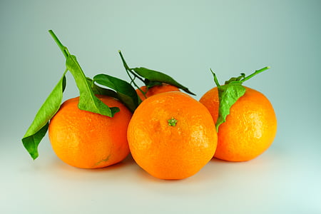 mandarine, klementine, pomaranče, oranžna, sadje, listi, sadje