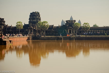 Angkor wat, starověké, Kambodža, socha, kámen, historické, kamenné sochy
