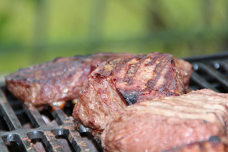 steak, biftecks, barbecue, été, Grill, viande, gril à gaz