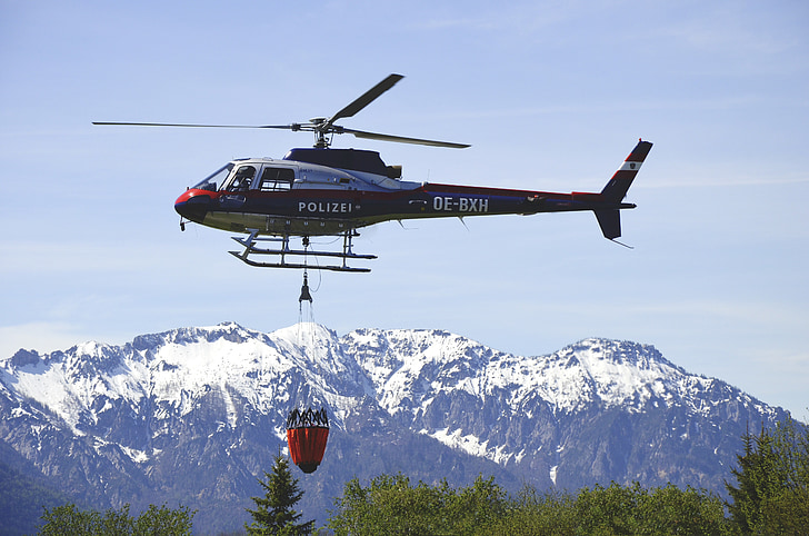 helicóptero, agua, policía, Austria, montañas, rescate, uso