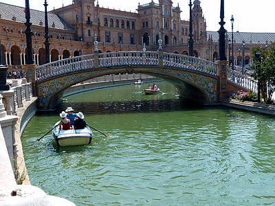 Plaza de españa, Sevilla, híd, csempe, mozaik, történelmileg, Andalúzia
