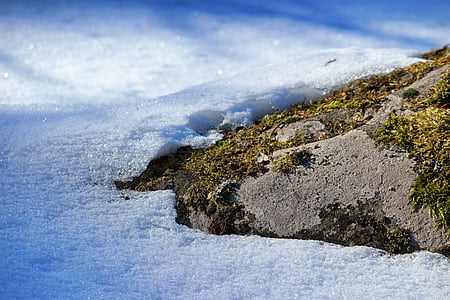 stone, snow-covered, snow, ice, finland, nature, winter