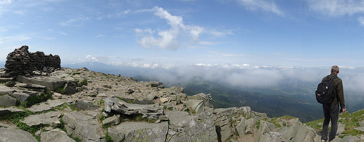 mountains, babia top, landscape, beskids, clouds, tops, panorama