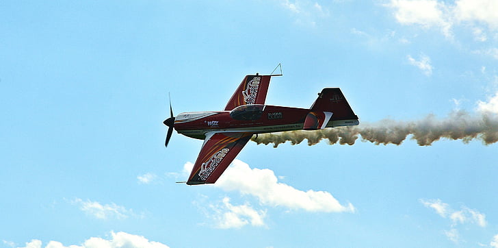aerobatic flights, sky, clouds