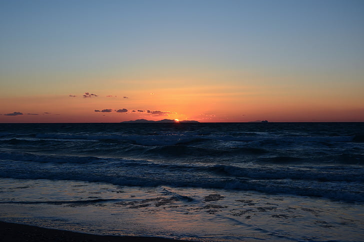 Sunset, Sun, Sea, iltapäivällä, vesi, West, taivas
