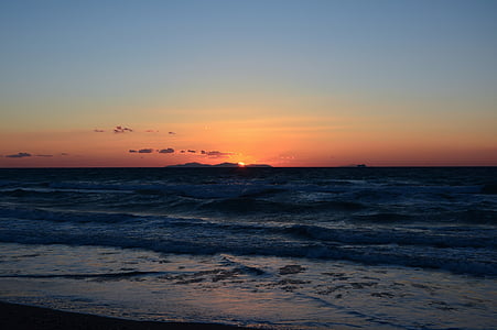 solnedgang, solen, sjøen, ettermiddag, vann, Vest, himmelen