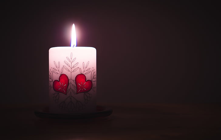 cor, Espelma, flama, l'amor, dia de Sant Valentí, Sant Valentí, la romàntica