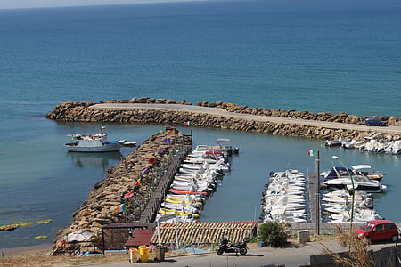 Хейвън, море, лодки, порт, изглед, Сицилия