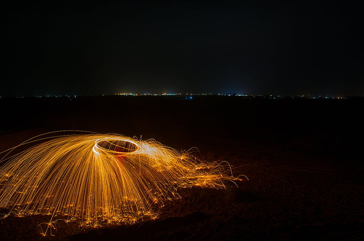 light painting, color, sparks