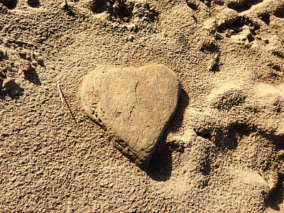 širdies, paplūdimys, Romantika, akmuo, smėlio, Rokas