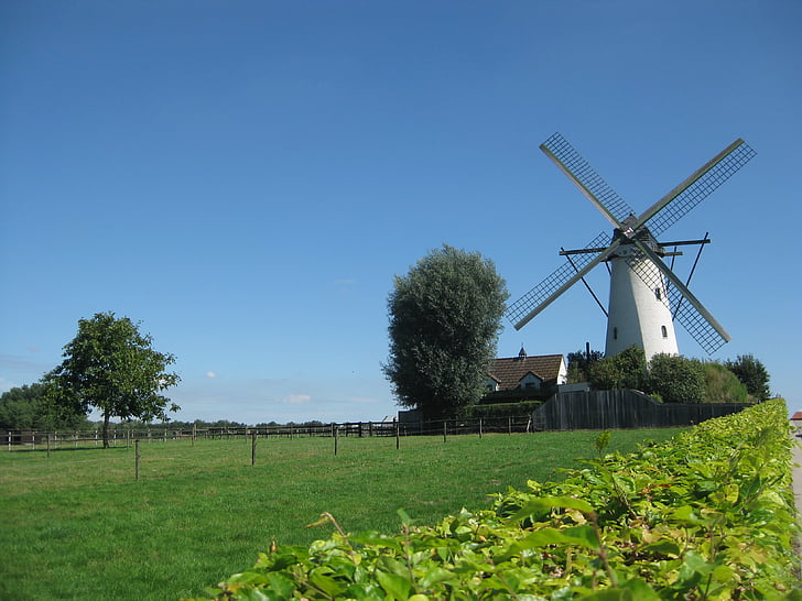 wind mill, nature, blue sky
