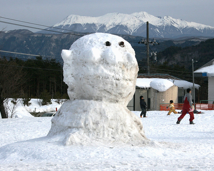 снежен човек, снежна топка борбата, планината kurai, снежна топка, сняг, зимни, борбата