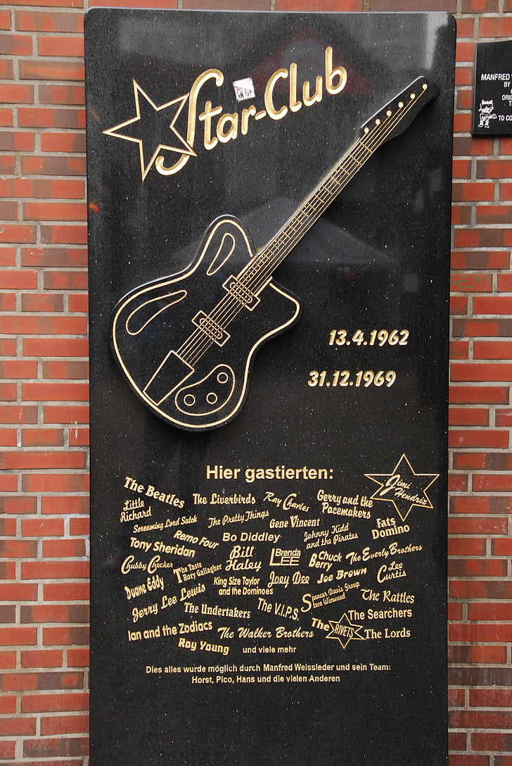 Beatles, Starclub, Hamburg, minnetavle