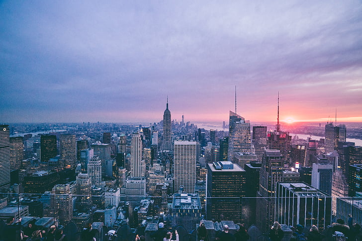 ใหม่, นิวยอร์ก, เมือง, รูปภาพ, พระอาทิตย์ขึ้น, ทิวทัศน์ของเมือง, ทิวทัศน์