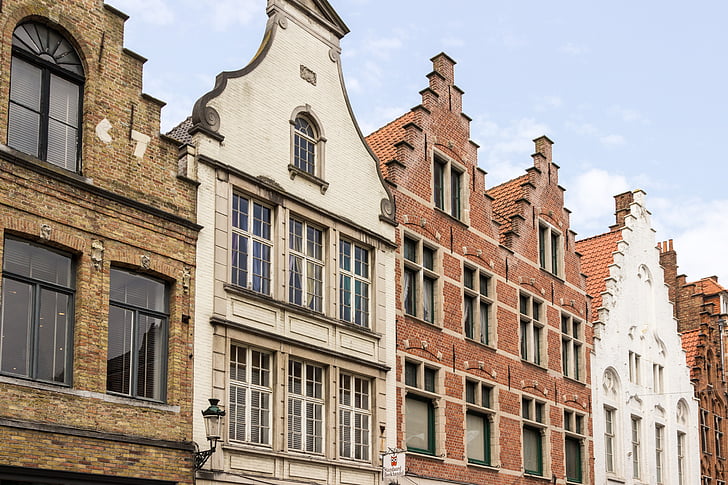 Bruggy, Belgie, fasáda, cimbuří, staré město, historicky, Romantický
