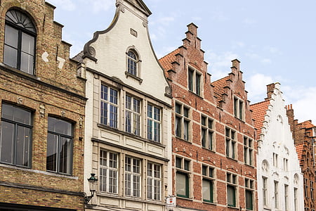 Bruges, Bélgica, fachada, ameias, cidade velha, Historicamente, romântico