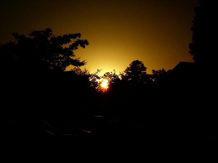 coucher de soleil, Dim, orange, Sky