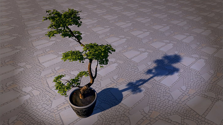 grid, plant, garden, stones, mosaic, 3d, visualization