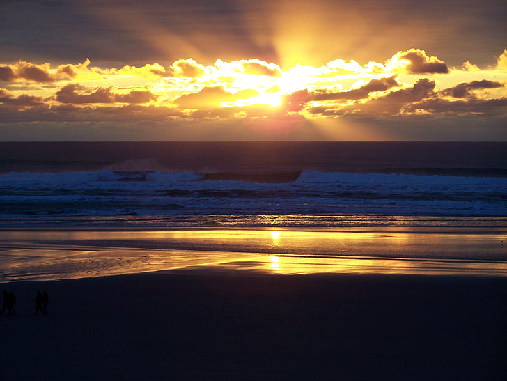 coucher de soleil, Côte de l’Oregon, océan