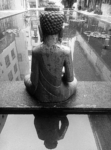 o Buda, a figura de Buda, Voltar, Lagoa, Buda, reencarnação, meditação
