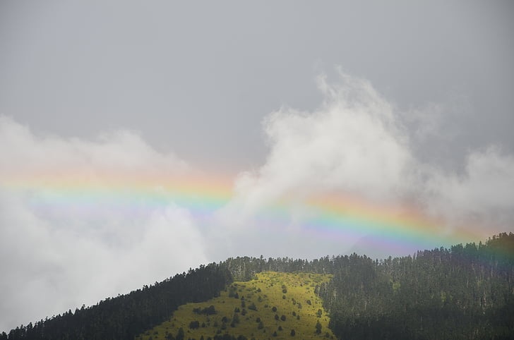 regnbue, fjell, overskyet dag, Rafter regn, Egenskaper, farge, natur