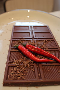 chocolate, brown, chili, hot, sweet, delicious, tasty