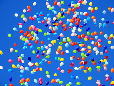 balloon, party, carnival, move, sky, birthday, wedding