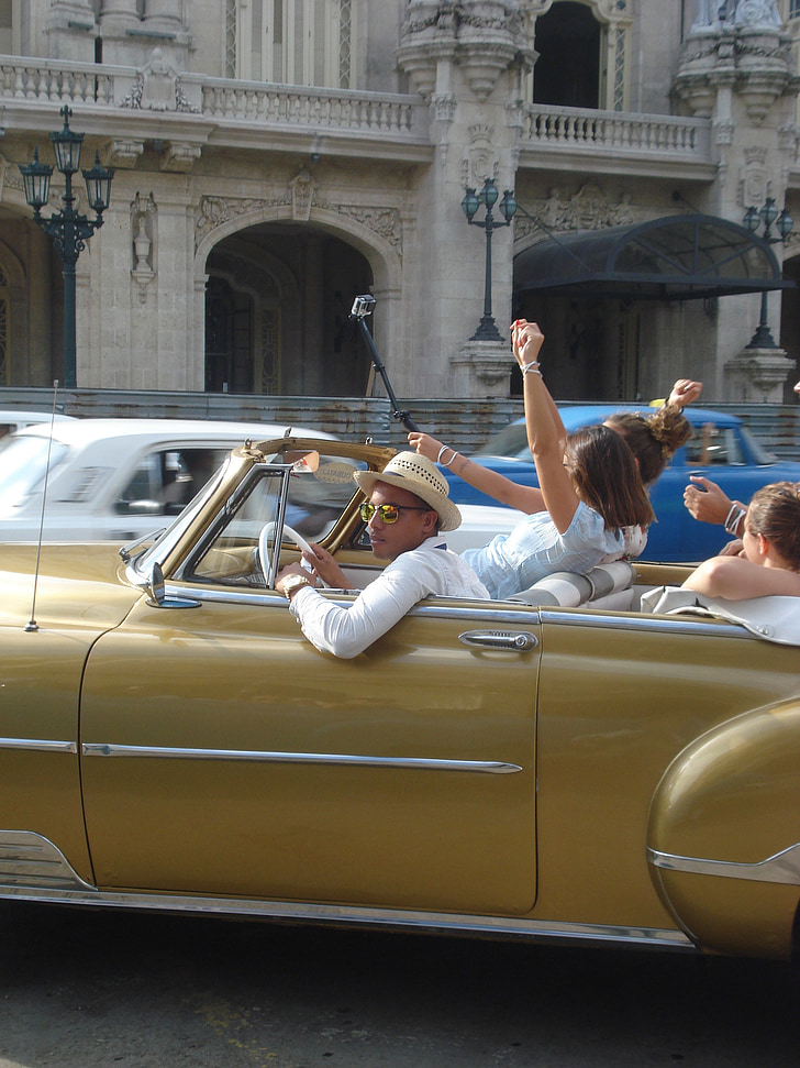 Havana, Oldtimer, Cabrio, pakrantės, kelionės, automobilių, Moterys