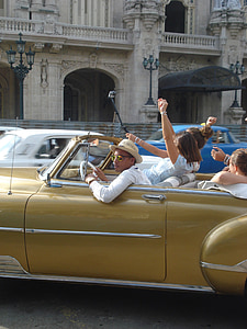 Гавана, Олдтаймер, Cabrio, прибрежные, путешествия, автомобиль, женщины
