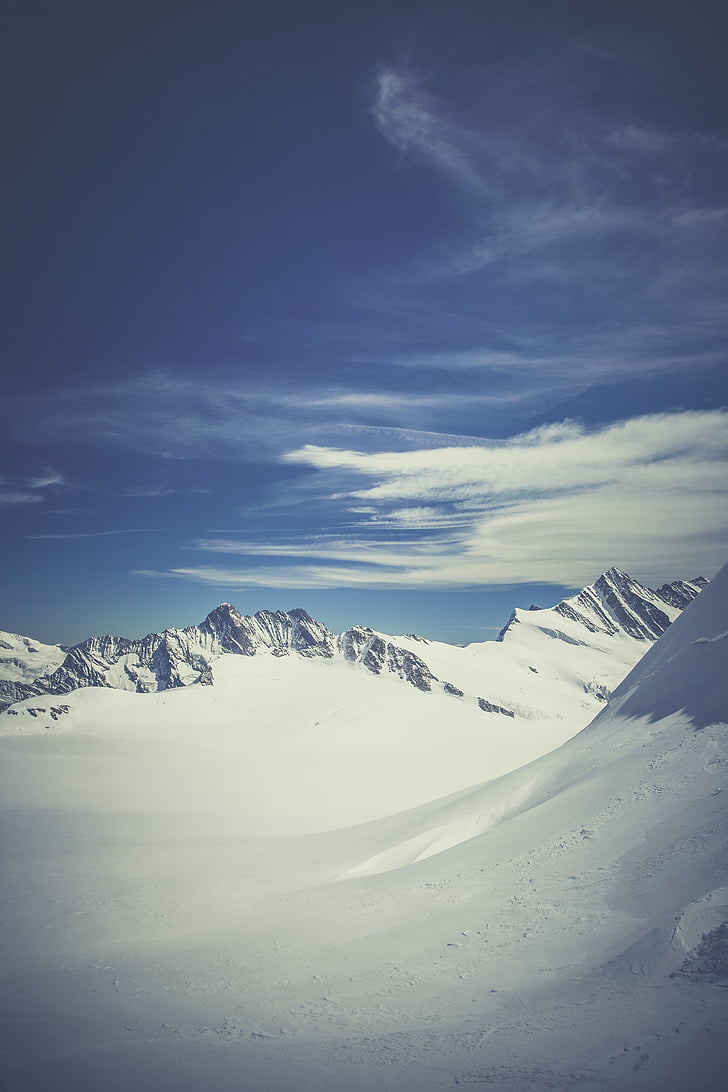 gleccser, hegyi, csúcstalálkozó, hó, alpesi, táj, magas hegyek