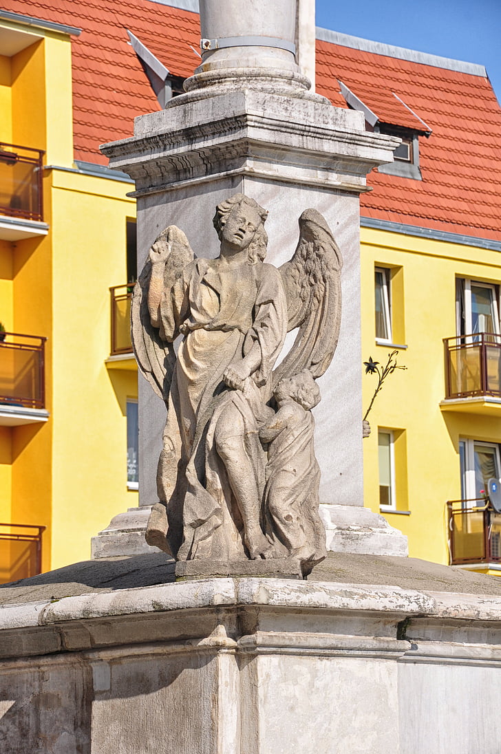 spomenik, na tržištu, prudnik, Opole, umjetnost, Poljska, Stari grad