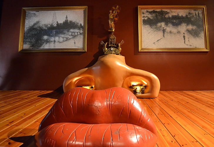 Dalí muzeum, Figueras, ústa, rty, obličej, nos, Španělsko