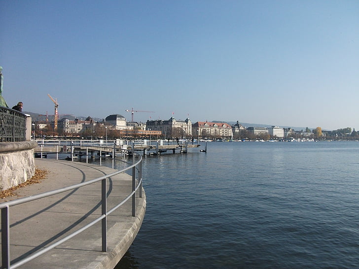 Lago, Zurich, paseo marítimo
