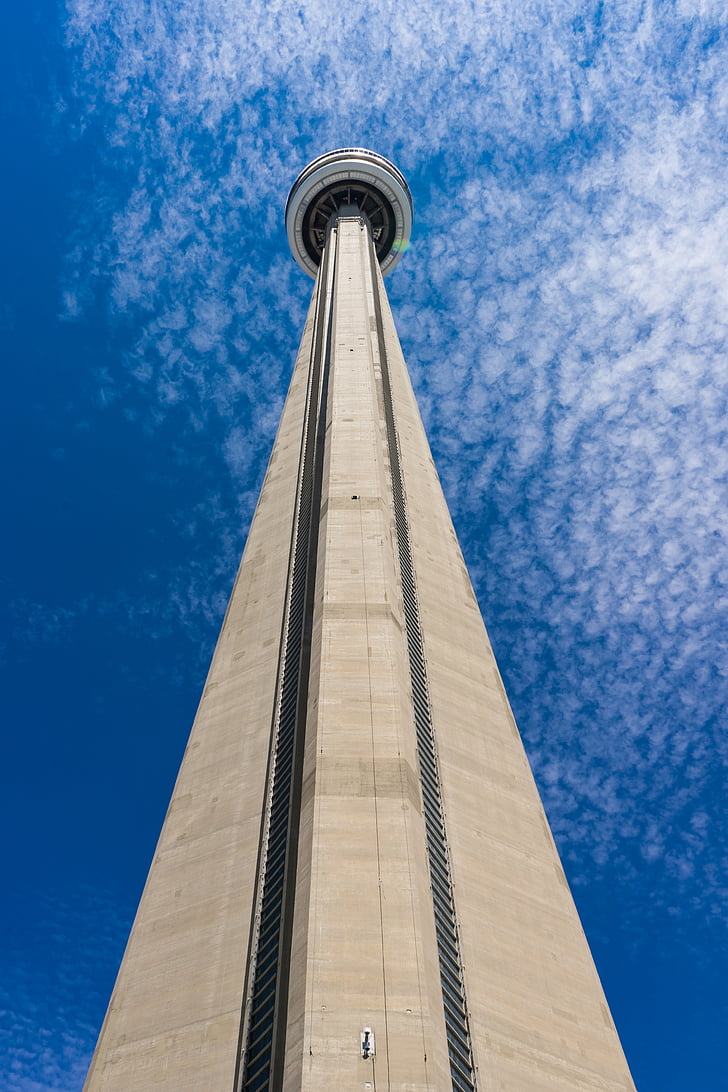 Toronto, het platform, wolkenkrabber, blauwe hemel, toren, CN tower, stedelijke