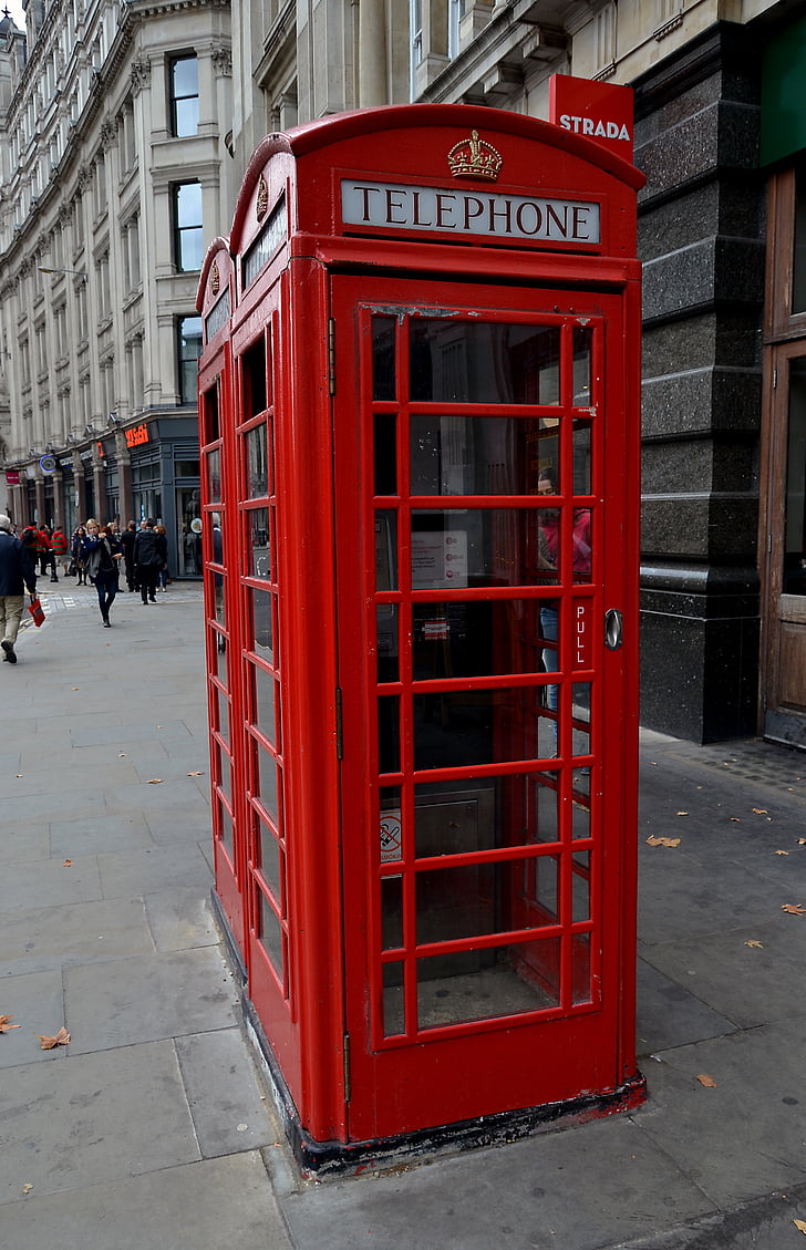cabine telefônica, vermelho, Londres, Inglaterra