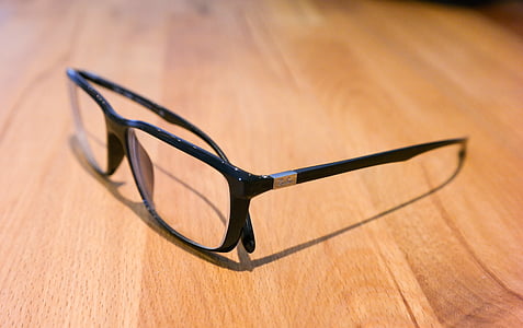 ulleres, prohibició de raig, negre, sehhilfe, ulleres, objecte, fusta - material