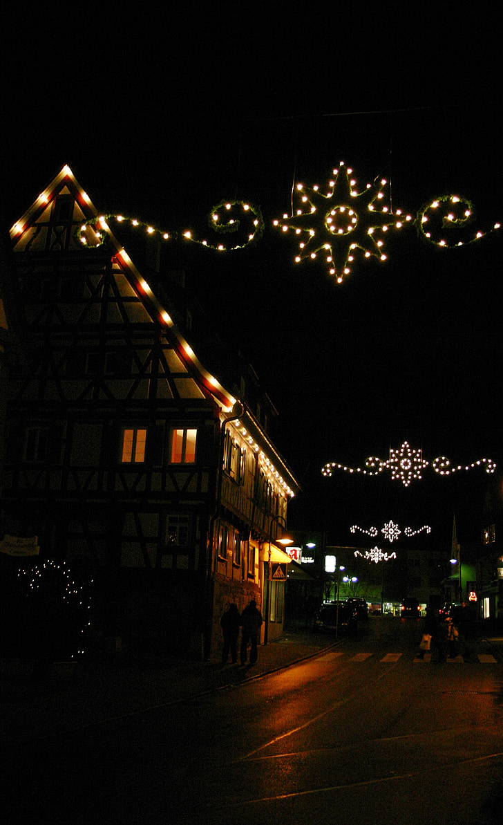 christmas decoration, christmas spirit, december, evening, night, atmosphere, small town
