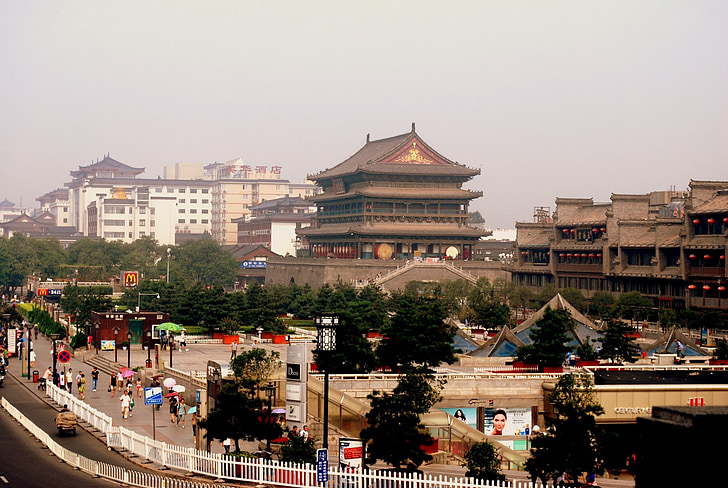 torony, építészet, történelem, dob, XI 039 egy, Xian, Kína