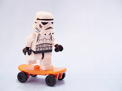 stormtrooper, skateboard, lego, skating, star wars, skate, board