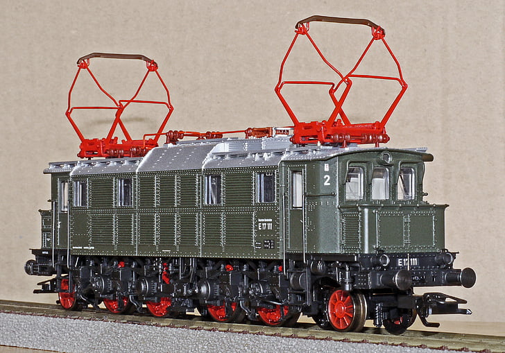 modelo de trem, locomotiva elétrica, E17, e 17, vintage locomotiva, DRG, Deutsche bundesbahn