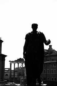 César, estatua de, Roma, Italia, histórico, luces, iluminación