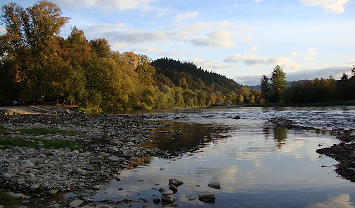 pieniny, mountains, landscape, water, the stones, river