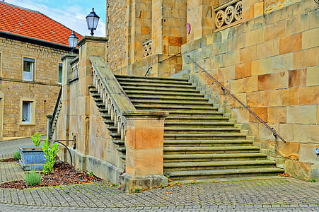 escaleras, viejas escaleras, antiguo, arquitectura, poco a poco, piedra, edificio histórico