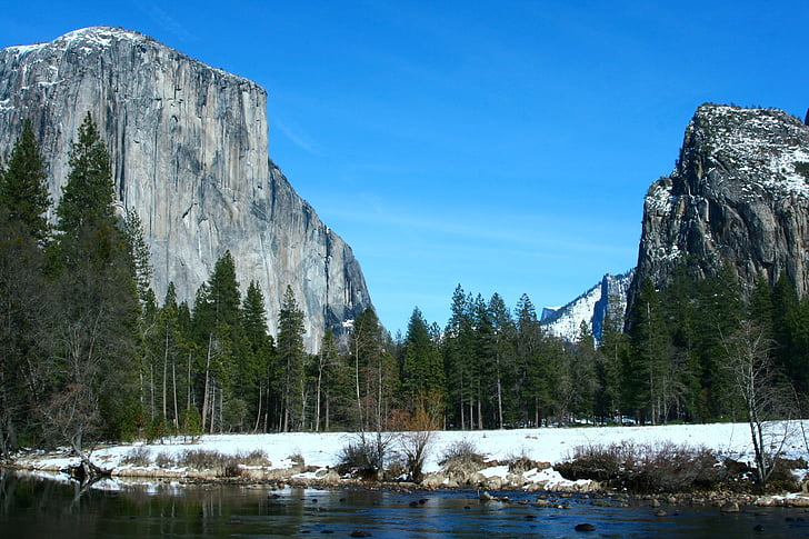 Yosemite, Rio, neve, Vale, Parque, natural, nacional