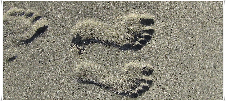 fodaftryk, sand, sommer