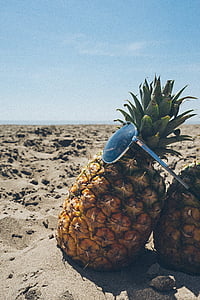 beach, blue sky, fruit, golden, pineapple, resort, sand
