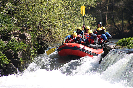 river, adventure, nature, boat, sport, rafting, helmet