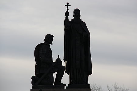 monument, Russie, Memorial, champ de Koulikovo, nuages