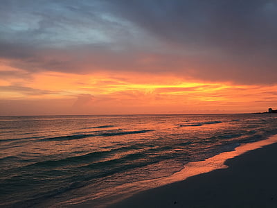 florida, siesta key, sunset, ocean, beach, water, coast