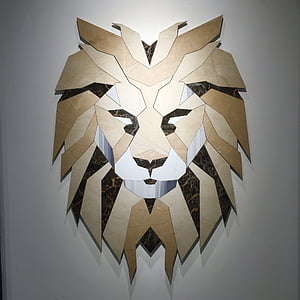 lion, design, creative, wall, art, mosaic, decoration